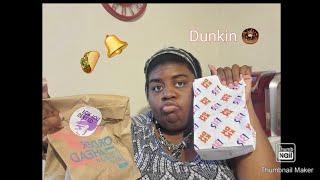 I tried.. Taco Bell Crispy Chicken Sandwich Tacoand Dunkin Donuts Pumpkin Donut