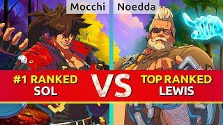 GGST ▰ Mocchi (#1 Ranked Sol) vs Noedda (TOP Ranked Goldlewis). High Level Gameplay