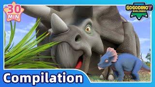 ⭐️ GOGODINO S7 ⭐️ EP07-09 | 30 MIN Compilation 3| Dinosaurs for Kids | Kids Cartoon | Dino Explorers