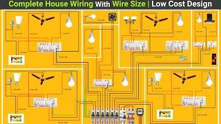 Complete electrical house wiring with wire size for all room.