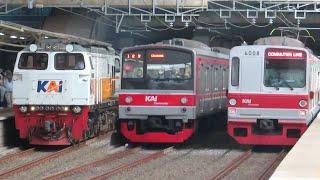 Nonton Kereta Api KRL Commuter Line di Stasiun Manggarai : Kereta Argo, KRL JR 205, TM 6000, CC 206