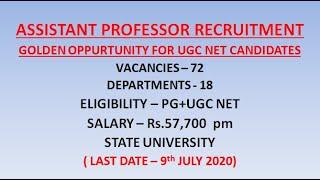 ASSISTANT PROFESSOR VACANCIES IN STATE UNIVERSITY | UGC NET