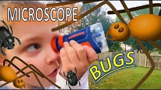 MICROSCOPE BUG HUNT for Kids!! SPIDER, Beetles, FIRE ANTS, Water Bug, Roly Poly & MORE STEMkids FUN