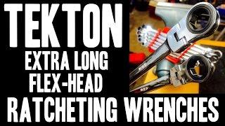 TEKTON Extra Long Flex-Head Ratcheting Box End Wrenches (SAE/Metric) WRN77164 / WRN77062