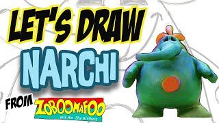 Drawing Narchi  from Zoboomafoo with basic shapes & lines