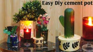 How to make a small cement pot for living room | Diy cement planter | Nadia home decor