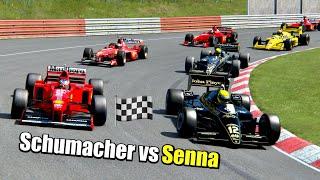 All Ayrton Senna F1 Cars vs All Micheal Schumacher Ferrari F1 Cars - Nurburgring Nordschleife