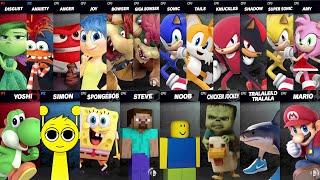 Sonic vs Mario vs Tralalero Tralala vs Chicken Jockey vs Sprunki | Super Smash Bros Ultimate