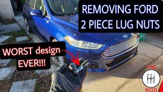 Ford Fusion TWO PIECE lug nut FIX! HOW TO REMOVE swollen FORD LUG NUTS