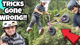 New Mini BMX Bike Tricks!! *GONE WRONG!*