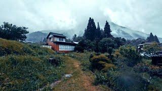 4K walk Japan - Beautiful village Heavy rain & rainstorm walking tour in Nagano, rain & city sounds