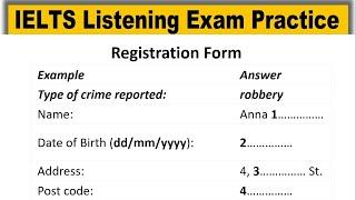 Registration Form listening practice test 2023 with answers | IELTS Listening Practice Test