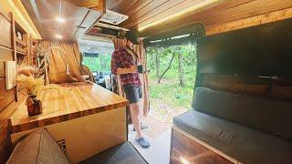 Relaxing Vanlife Camping In A Forest