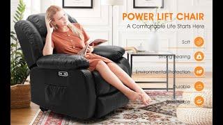 Infinite Position Lift Recliner Chair W/ Massage and Heating, Power by Dual Motor, Real Leather