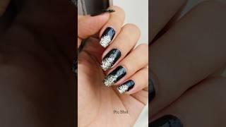 Black Glitter Nail Art Design #piubhol #nailart #youtubeshorts