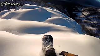 Snow skiing from the highest mountain peak - Amazing 2525