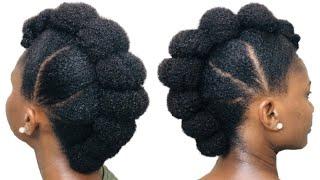 Bun faux hawk Natural Hairstyle on Short to Medium length (No Extension) || my first faux hawk