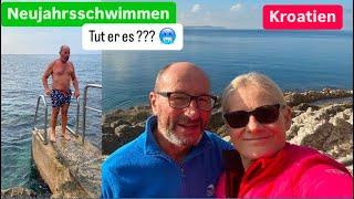 Kroatien mit dem Wohnmobil - Neujahrsschwimmen im Meer - Fähre - zum neuen Campingplatz