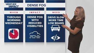 Weather Impact Alert: Dense fog on Wednesday morning