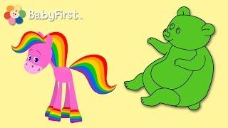 Wild Animals | Coloring and Music | Rainbow Horse | BabyFirst TV