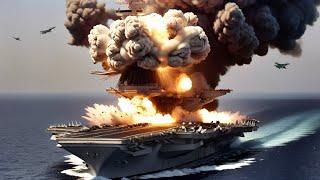 Today!June 25,Russia brutally sank the largest US aircraft carrier carrying 150 trucks of ammunition