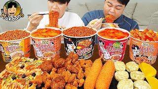 ASMR MUKBANG 편의점 핵불닭 미니!! 떡볶이 & 핫도그 & 치즈 피자 FIRE Noodle & HOT DOG & CHEESE PIZZA EATING SOUND!