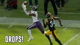 Every Ravens Dropped Pass vs Pittsburgh Steelers | Ravens vs Steelers 2023 Highlights