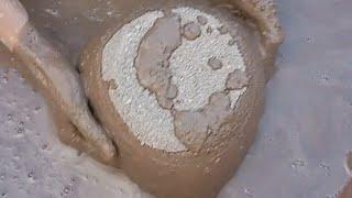 Sand cement stonecrush texture crumbling creamy dipping and mixing in paste #asmr #satisfying