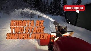 Kubota BX with a Front Mount Snow Blower 2816.Heavy Wet Snow Test. #snow #kubota #snowblower #kioti