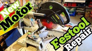 Repairing a Festool KS120EB mitersaw, with a burnt out motor. retrofit kit.