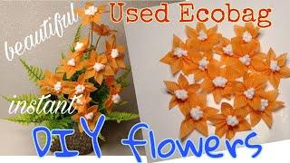 DIY orange flowers out of used ecobag |@mataganasjoan