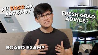 PINOY ENGINEER SA ABROAD? ADVICE FOR FRESH GRAD? BOARD EXAM SA US? | Q&A Vlog