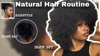 My natural hair routine | wash day + blow out fail | spend my bday w me 