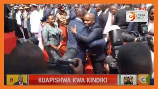 President Ruto arrives at KICC for swearing-in of DP designate Kithure Kindiki