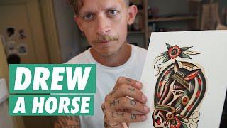 Tattoo Flash Painting a Traditonal Horse