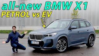 all-new 2023 BMW X1 driving REVIEW - 23i petrol vs iX1 EV car comparison