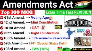 Important amendments of indian constitution Tricks | Amendment 1 to 106 MCQ | Polity Amendment SSC