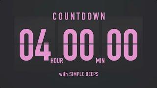 4 Hours Countdown Flip Clock Timer / Simple Beeps 