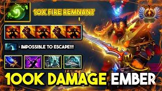 WTF 100K DAMAGE DEALT MID Ember Spirit Aghs Scepter + Refresher IMBA 10x Fire Remnant GOD DotA 2