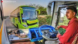 High Speed Bus Driving In Early Morning || Jay Khodiyar Travels || Gujarat