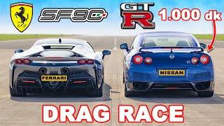 Ferrari SF90 v Nissan GT-R 1.000 dk: DRAG RACE