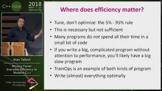 C++Now 2018: Alan Talbot “Moving Faster: Everyday Efficiency in Modern C++”