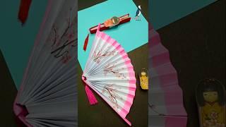 How to make Paper Fan  || Japanese Fan #viral #craft #diy #fan #tranding #tutorial #youtubeshorts