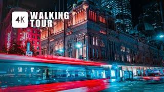 Ambient Night Walk - Sydney City, Australia  | 4K