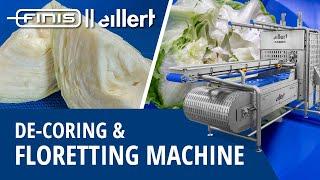 Decoring and floretting machine for cabbage, iceberg lettuce, cauliflower and broccoli