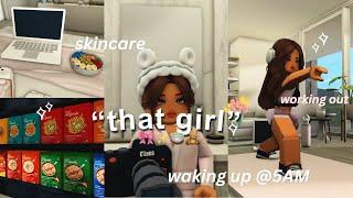 becoming 'THAT GIRL' for the day! (5AM routine, productive habits) | bloxburg roleplay 