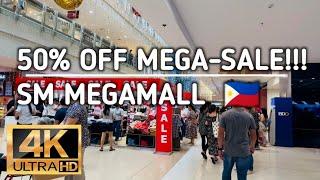 [4K] 50% SUPERSALE!!! Dito sa SM Megamall in UHD 4K@60fps WAKING TOUR VLOG #newvideo  #philippines