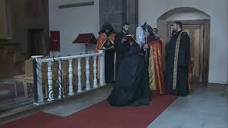 Bishop Vahan bestowing the rank of Senior Senior Archimandrite in Oshakan