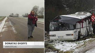 Grįžęs į įvykio vietą apvirtusio autobuso vairuotojas papasakojo, kas nutiko