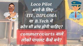 Which branches are eligible for ALP (loco pilot) job ?? diploma, ITI & B.Tech , Commerce & Arts